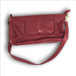 Women's Aigner Leather Shoulder Bag Medium Red